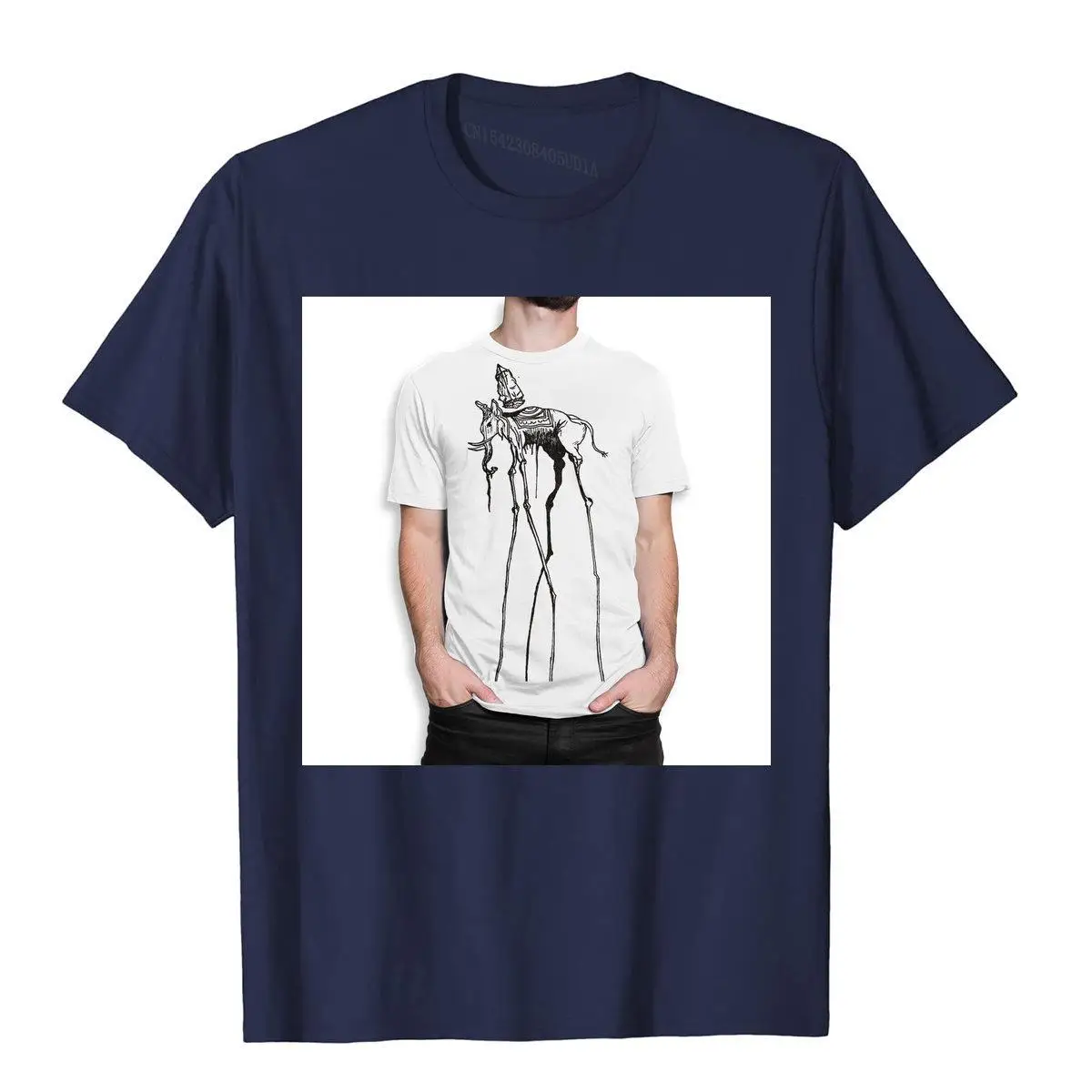 Salvador Dali Space Elephant T-Shirt Men's__B5727navy
