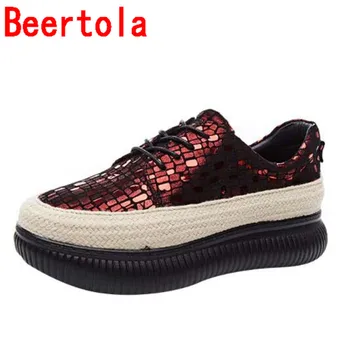 

Platform Women's Sneakers Round Toe Lace Up Bling Casual Shoes Women Flats Shoes Female Thick Bottom Street Zapato Femenino