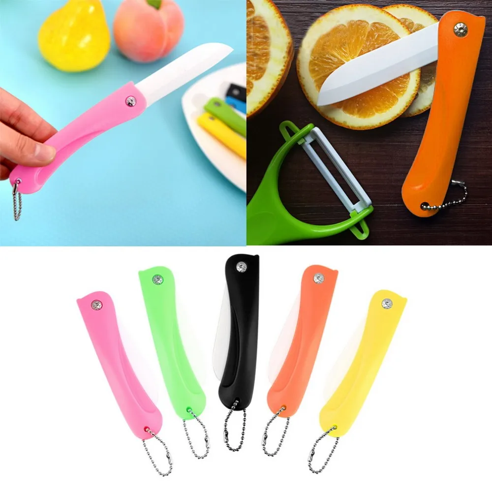 5 цветов складной керамический нож Подарочный нож карманные керамические складные ножи кухонный, для овощей нож для очистки фруктов с ручкой ABS