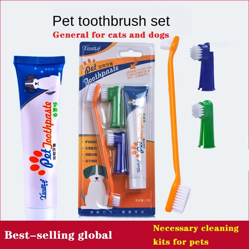 

Pet-Toothbrush,Dog toothbrush, toothpaste,bad breath, and dog dental calculus, pet cleaning supplies [set]