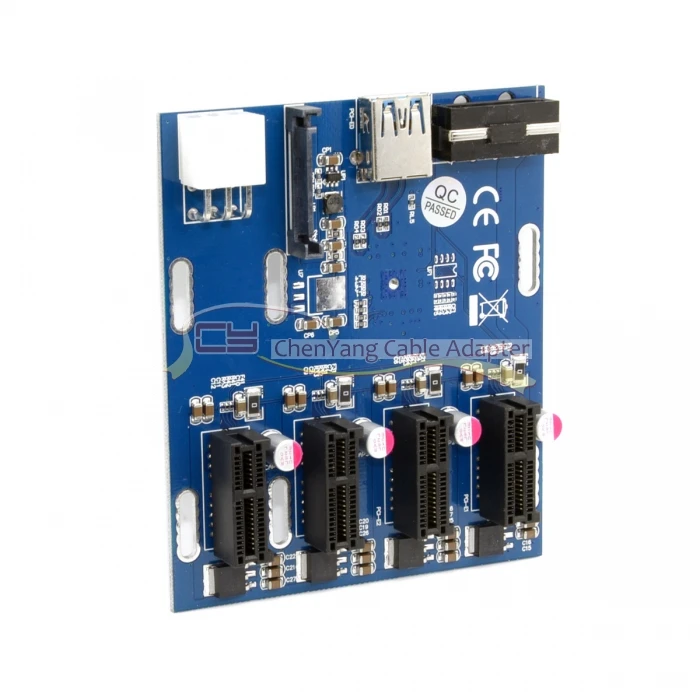4 порта 1x переключатель мультипликатор разветвитель концентратор Riser Card с USB 3,0 кабель для PCI-e Express 1x