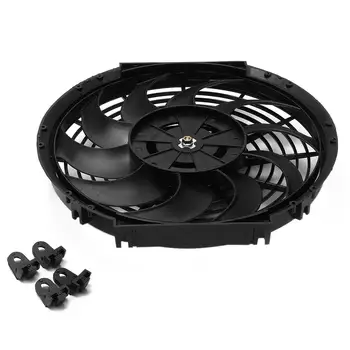 

9 10 12 14 Inch 12V 80W 2100 RPM Push Pull Curved Blade Electric Cooling Radiator Fan with Mounting Kit