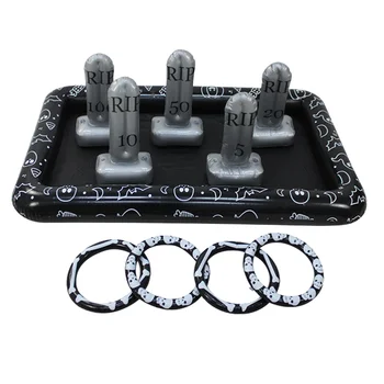 

1Pc Creative Inflatable Gravestone Model Activity Game Throwing Ring Inflatable Ice Bucket(Black)