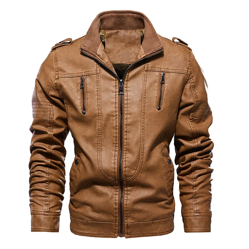 Men's Winter Leather Jacket Motorcycle Leisure Leather Male Bomber Men Autumn Fleece Jackets Outerwear Leather coat