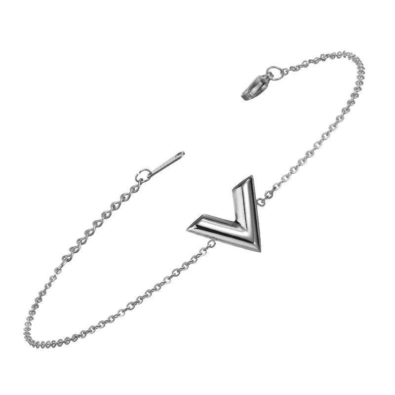 Louis Vuitton Essential V Supple Necklace Silver Metal