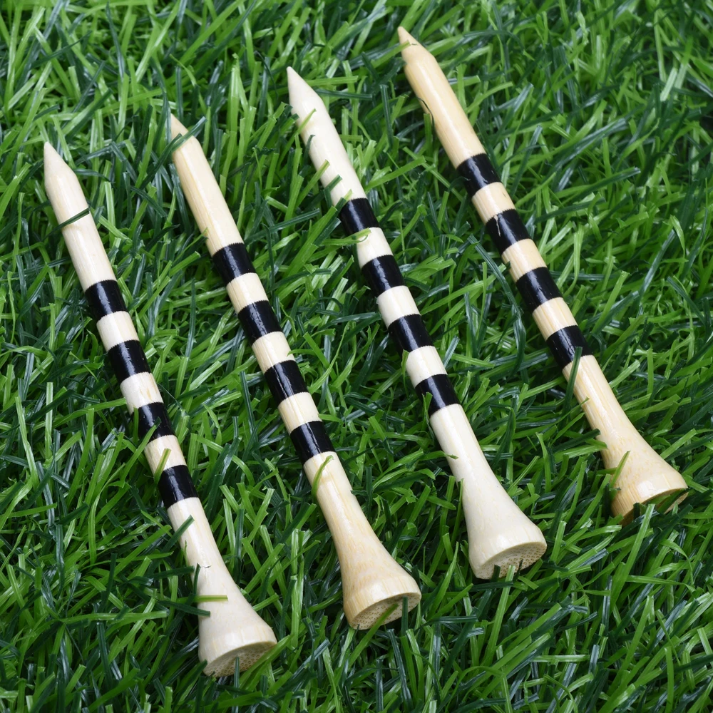 100pcs/Bag Bamboo Golf Tees Wite Red Yello With Black Stripe Mark Scale 70mm 83mm Golf Accesories 2 size New Colorfull 5
