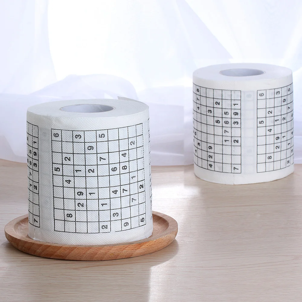 

1 Roll 2 Ply Novelty Funny Number Sudoku Printed WC Bath Funny Soft Toilet Paper Tissue Bathroom Supplies Gift