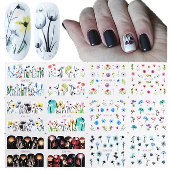 

Colorful Nail Decorations Stickers Lovely Lamp Flowers Designs Water Transfer Decals Nail Art Sliders for Manicure TRBN1093-1104