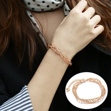 Новинка 585, браслет из розового золота, модный витой волнистый браслет для женщин, женские ювелирные изделия, длина регулируется CB36