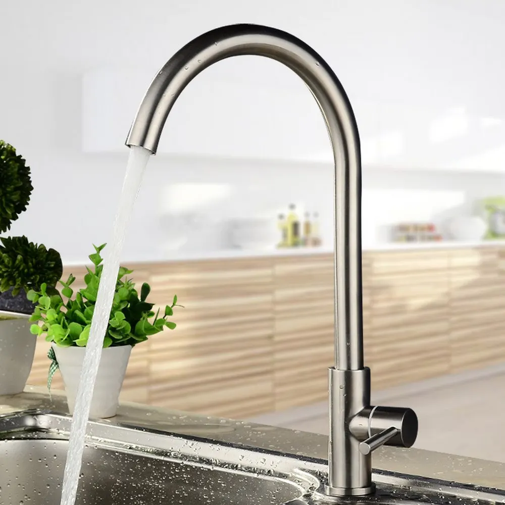 

Kitchen Faucets Stainless Steel Single Handle Single Hole Faucet Mixer Sink Tap 360 Rotate Smooth Water Mixer Taps Faucet