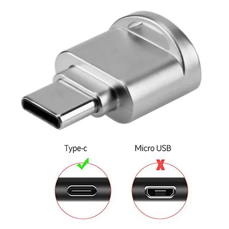 Металлический считыватель карт типа C портативный Тип C Micro SD TF кардридер для мобильного телефона