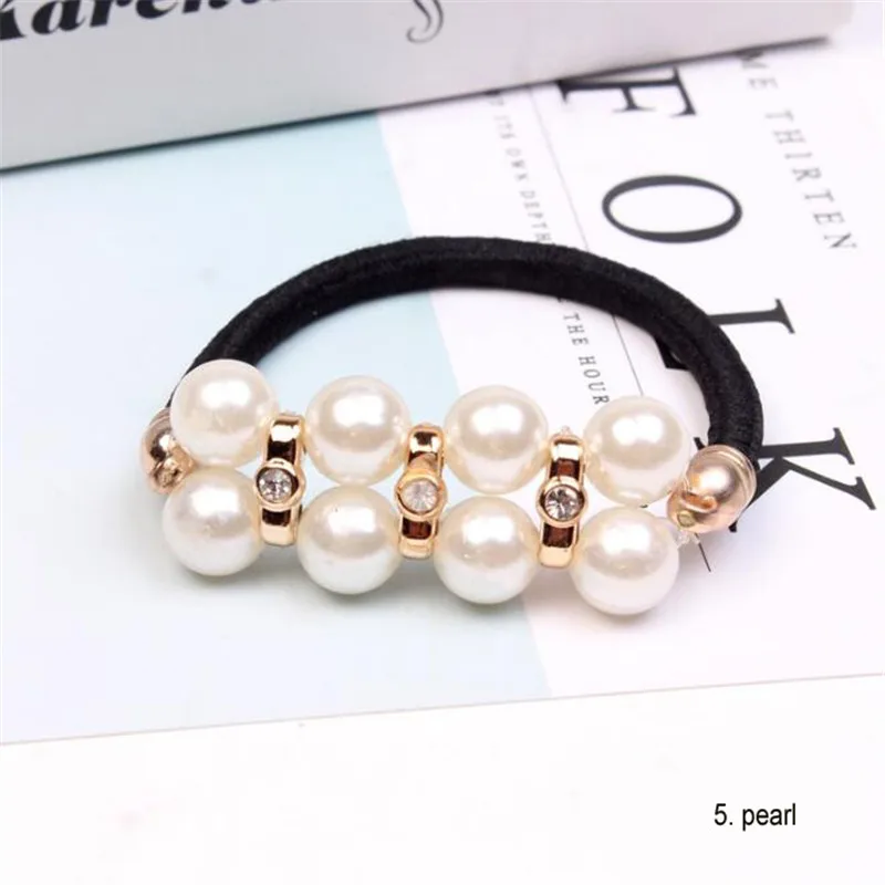 Women Hair Accessories Pearls Beads Headbands Ponytail Holder Girls Scrunchies Elastic Hair Bands Rubber Rope Headdress claw hair clips Hair Accessories