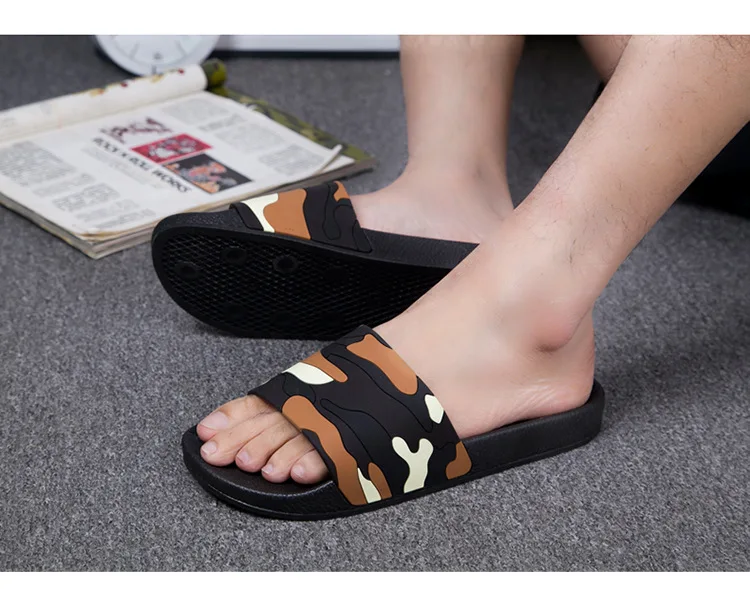 verano nuevo cómodo antideslizante suave inside zapatos planos moda camuflaje pareja zapatillas interior y exterior zapat