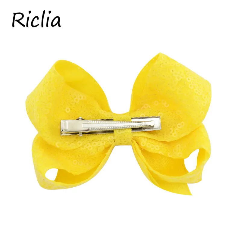 Riclia 20pcs Big Bow Kids Hairpins Sequin Colorful Child Hair Accessories Fashion Princess Hair Clips Boutique Girls Hair Bands