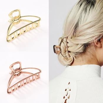 

Women Girls Geometric Hair Claw Clamps Hair Crab Moon Shape Hair Clip Claws Solid Color Accessories Hairpin