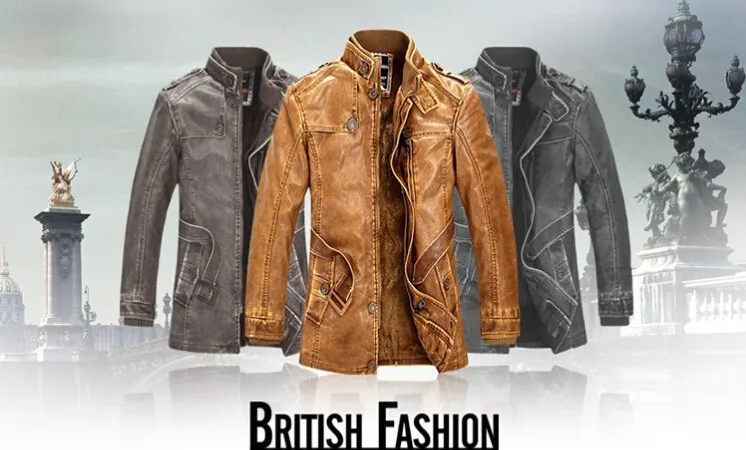 Leather Jacket Men Winter Warm Washed Leather Bomber Motorcycle Jackets Stand Collar Coat Plus Size XXXL 5XL Outwear Parkas