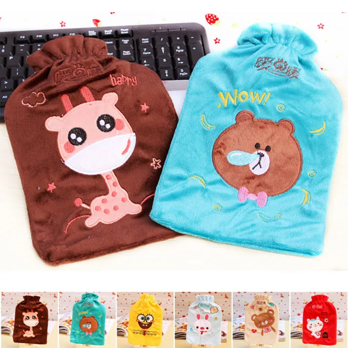 

Fashion Suede Water Storage Hot Water Bag PVC Explosion-Proof Hand Warmer Boutique Cartoon Embroidery Hot Water Bag
