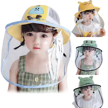 

Outdoor Cute Cartoon Style Kid Multi Function Visor Shield Bucket Hat Wide Brim Full Face Cover Sun Shade Cap