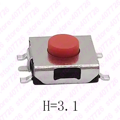50 шт. 6.2x6.2мм Высота = 2 5/2 7/3 1/3 4/3 7/4/4.3/5/5.5 мм 5PIN SMD(SMT) Красный Такт Кнопка монтажа PCB