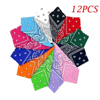 

12PC Scarf Women Dozen Paisley Bandanas Multi Colored Set Cowboy Bandanna Head Scarf Double Sided Protection Scarf Men 2020