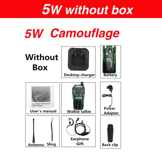 Cam 5W without box Высокая 8 Вт Baofeng UV-82 рация uv-82hp охота портативный CB Ham радио 10 км двухдиапазонный СВЧ/УВЧ-трансивер UV82 двухстороннее радио - Цвет: Cam 5W without box