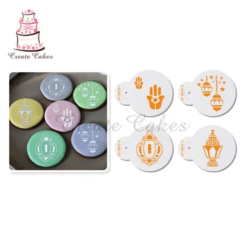 

New Mubarak Eid Plastic Stencil Light Cake Decoration Cake Side Stencil Border Stencils for Painting Baking Tools Moulds