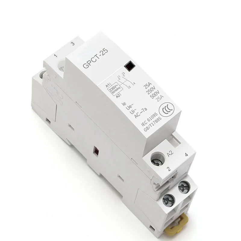 Contator doméstico de controle manual AC trilho de guia modular tipo 2p 16a 20a 25a 2no ou 2nc 220v