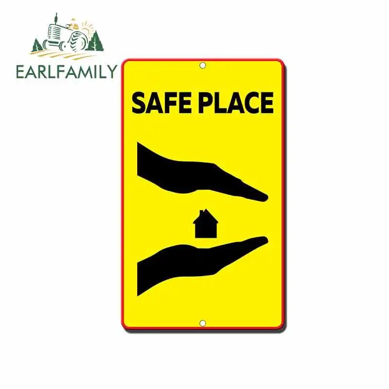 EARLFAMILY 13cm x 7.9cm for Safe Place Sign Car Stickers JDM Vinyl Air Conditioner RV VAN Fine Decal Car Accessories Graphics