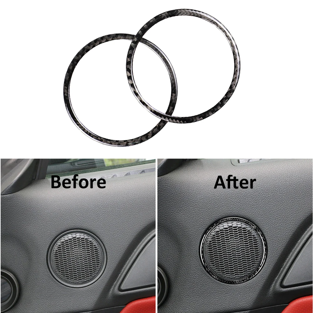 

Car Door Speaker Decorative Circle Carbon Fiber Sticker Loudspeaker Covers Trim Car Styling For Ford Mustang 2015 2016 2017