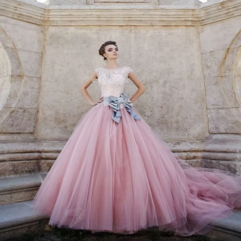 Vestido de Noiva Tulle evening party prom gown Vintage Lace Pink New Long Train Ball Gown Mother of the Bride Dresses