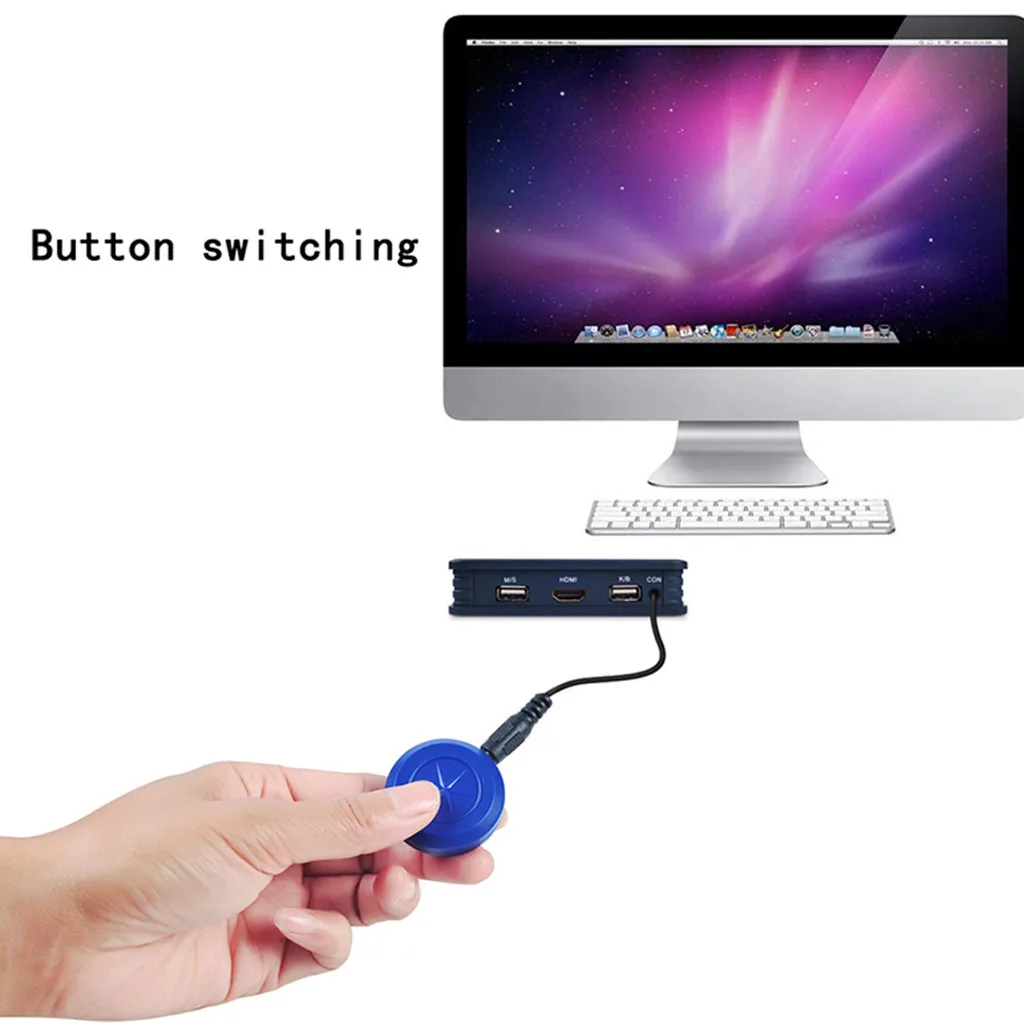 2 порта USB HDMI KVM переключатель с кабелем для двух мониторов клавиатуры мыши