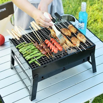 

New Folding BBQ Grill Portable Barbecue Charcoal Grill Stove Outdoor Cooking Set With Grid Camping Hiking Family Picnic Activity