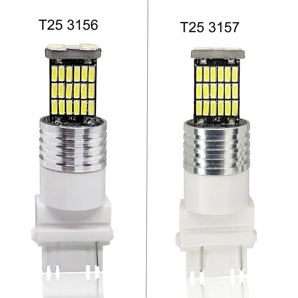 10 шт. T25 3156 3157 Led P27W P27/7 W Лампа Белый Красный Янтарный автомобильный сигнал поворота лампа 680LM DRL обратный свет 12 В