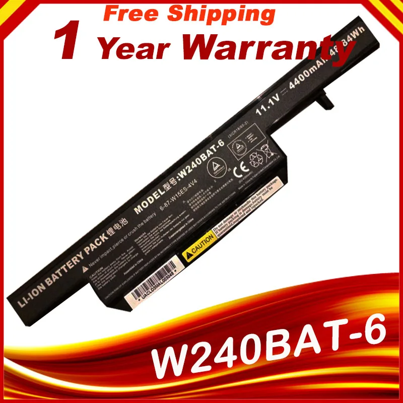 Ноутбук Батарея W240BAT-6 6-87-W15ES-4V4 для CLEVO RM320 W251EL 7872-9040/A W251EU W258EU 6cell