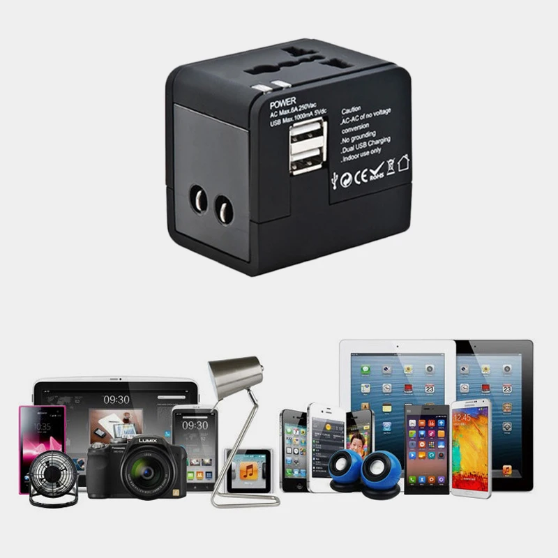 VINISUNG универсальное Универсальное зарядное устройство с двумя портами USB, зарядное устройство с разъемом EU, US, UK, AU, зарядное устройство для мобильного телефона