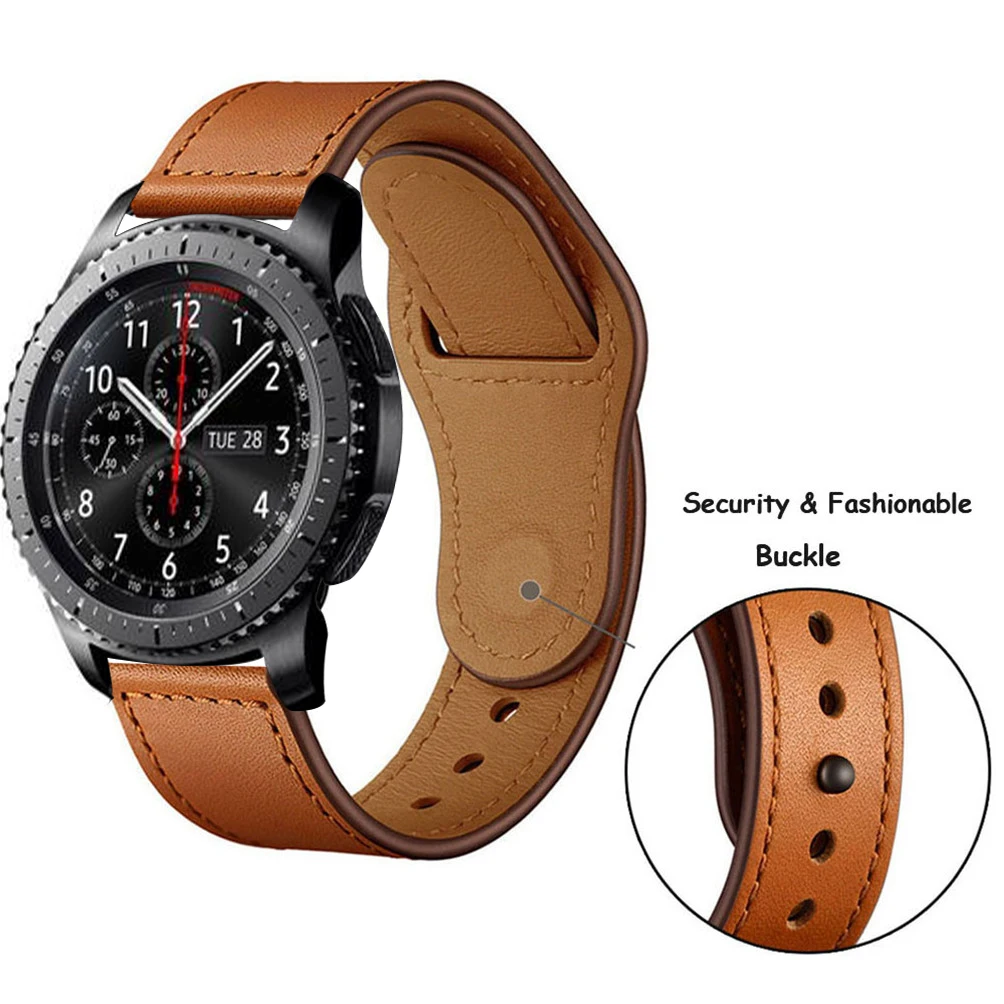 Кожаный браслет для Samsung Gear Sport S2 S3 Galaxy Watch Active 42/46 мм 20/22 ремешок Huami Amazfit Bip Huawei gt