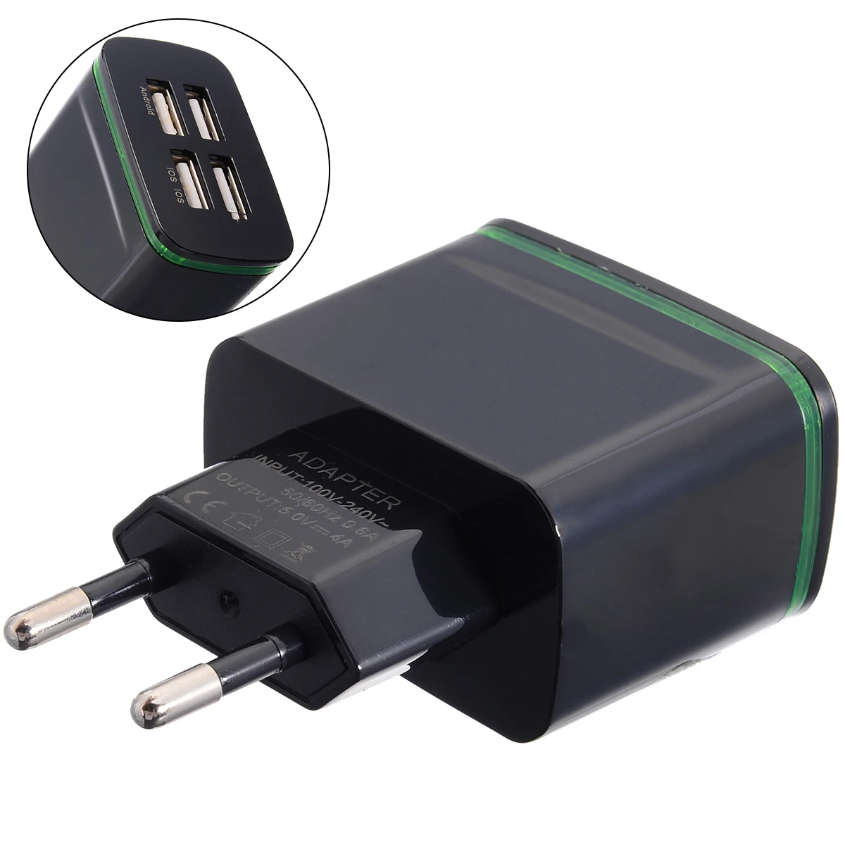 4 Port USB Wall Charger 5V 4A Power Plug Travel Adapter EU Plug 110-220V