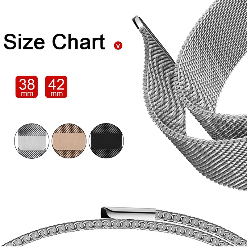 

Milanese Loop For Apple Watch strap 38MM/40MM Stainless Steel Bracelet magnetic buckle watchband 42MM/44MM For iwatch4/3/2/1