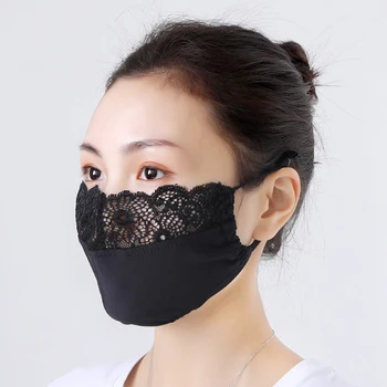 

10pcs/lot Ladies Ice Silk Masks Thin Section Anti-UV Breathable Lace Mask Washable Dust-proof Fashion Gauze Mouth Mask Sunscreen