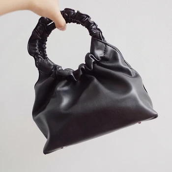 

Retro Pouch Totes Bag Women Leather Clutches Purse Women Vintage Ruched Shoulder Bags For Women Handbag Female Hobo