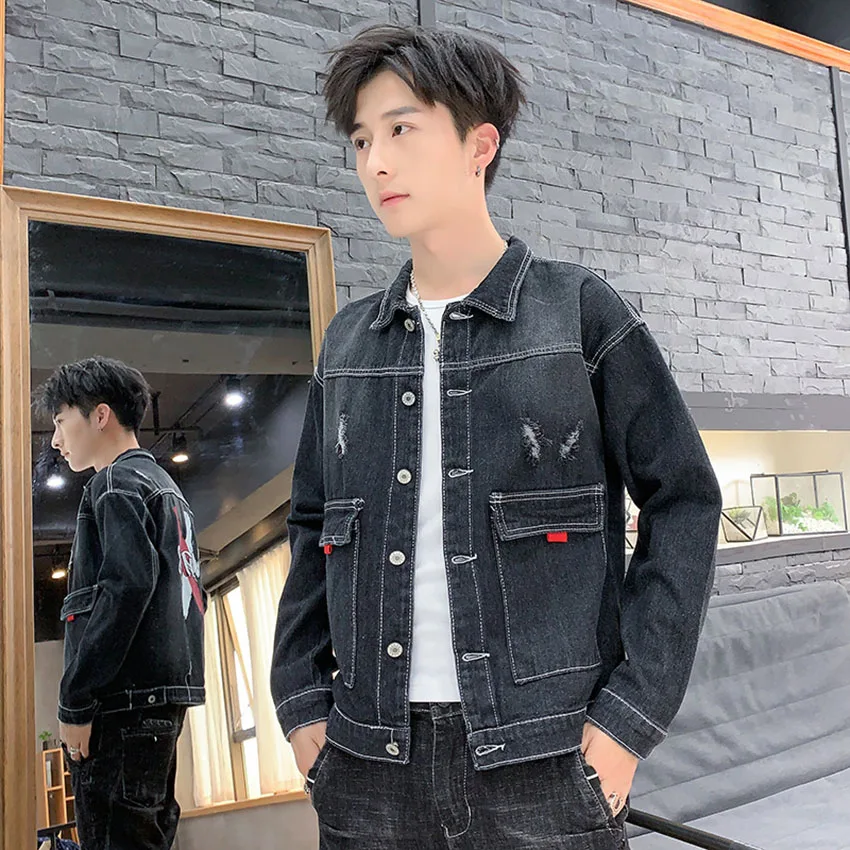 

MAGGIE'S WALKER Spring New Youth Trend Retro Street Style Handsome Slim Casual Hand-Worn Denim Men's Jacket