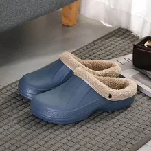 Зимняя обувь; Мужские водонепроницаемые домашние Тапочки; плюшевые теплые Мужские вьетнамки; повседневная обувь; Zapatillas Casa Hombre; Тапочки;#25