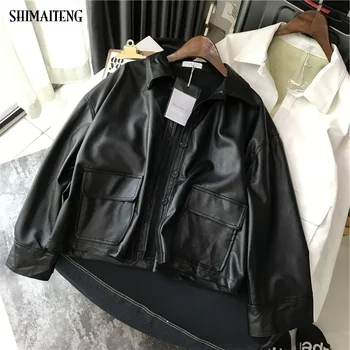 

Korea Chic PU Leather Jacket 2020 New Spring Motorcycle Leather Outwear Women Slim Biker Coat Basic Streetwear Fashion Cool Tops