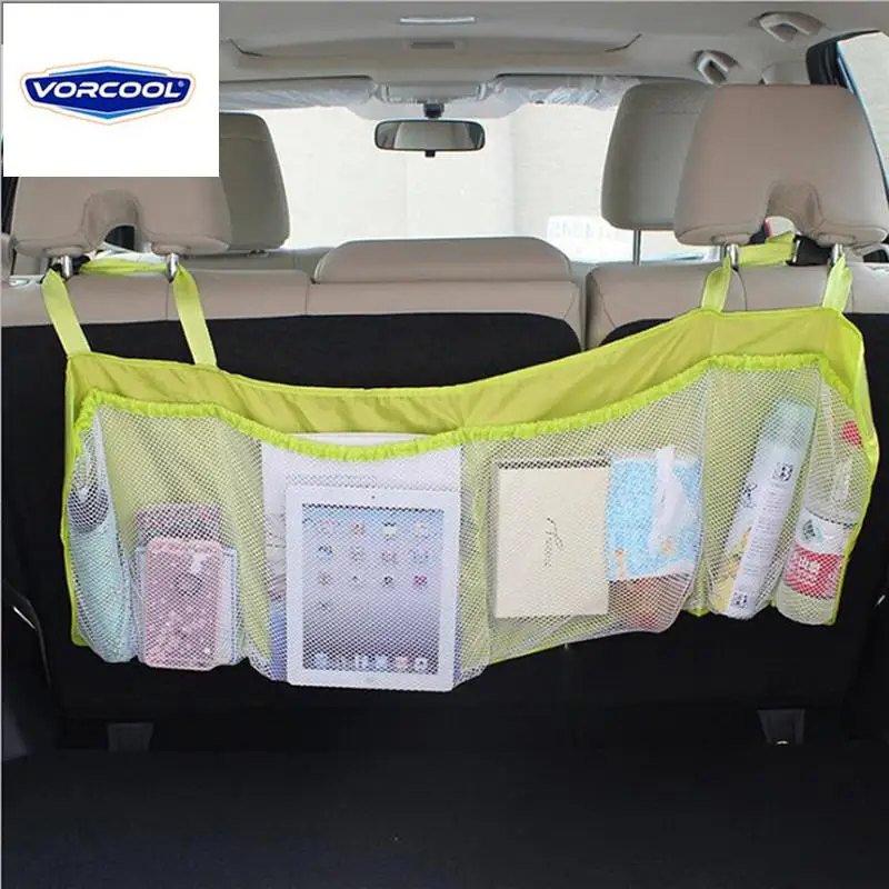 

Car Trunk Organizer Mesh Hanging Seat Back Bag Large Capacity Multi-Pocket Storage Bag Vehicle Storage Bag For Drinks