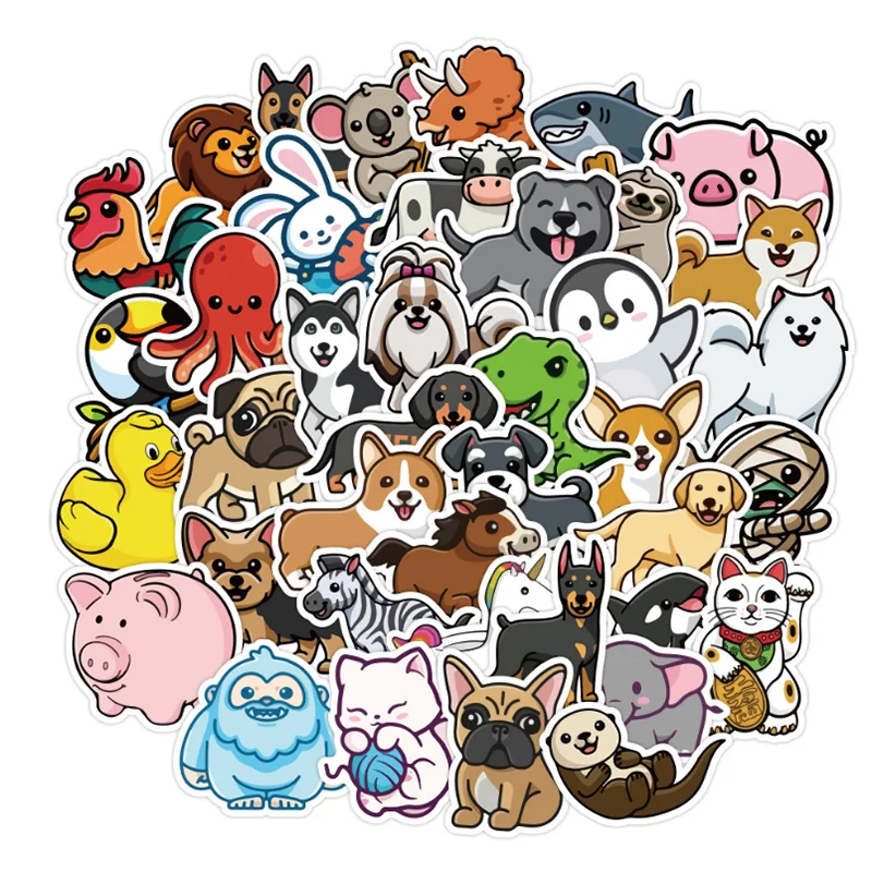 

10/30/50PCS Cute Animal Cartoon Fashion Popular Skateboard Water Cup Suitcase Trolley Fresh Graffiti Stickers Wholesale