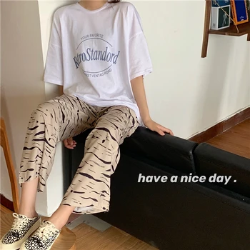 

Zebra Pattern Casual Wide Leg Pants Women Casual Summer Pants