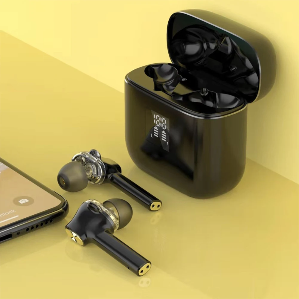 

T07 Wireless Bluetooth Headphones 5.0 Graphene Double Moving Coil Earphone In-Ear Super Bass IPX5 Grade Waterproof For All Phone