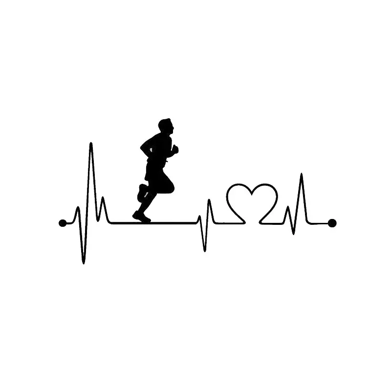 

Creative Guy Heartbeat Run Car Stickers Vinyl Car Window Motorcycle Accessories Cover Scratches Reflective PVC 18cm X 9cm