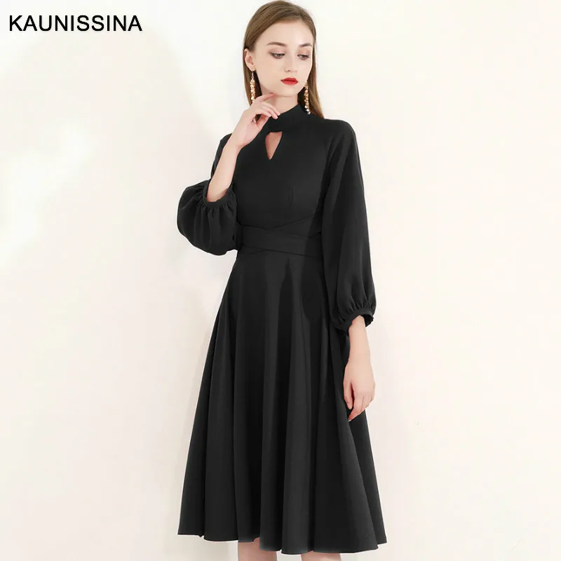 KAUNISSINA, элегантные красные короткие коктейльные платья, 3/4 рукава, молния сзади, длина до колена, ТРАПЕЦИЕВИДНОЕ ПЛАТЬЕ, платье для встречи выпускников, Короткие вечерние платья