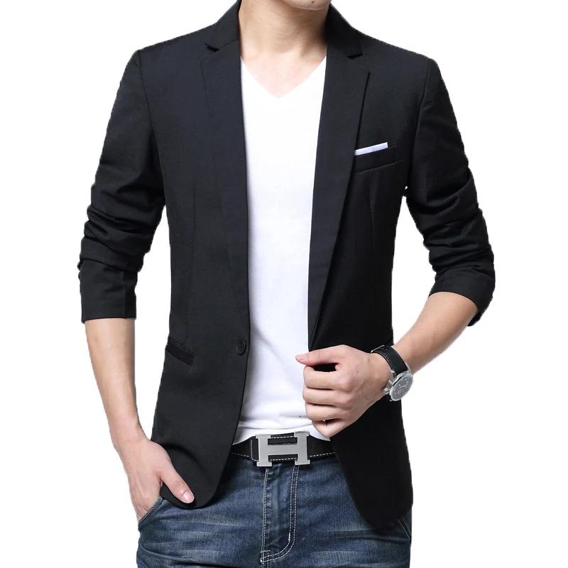 Suits Blazers Long-Sleeve Casual Spring Slim-Fit One-Button BROWON Autumn 5XL Men Easy-Care